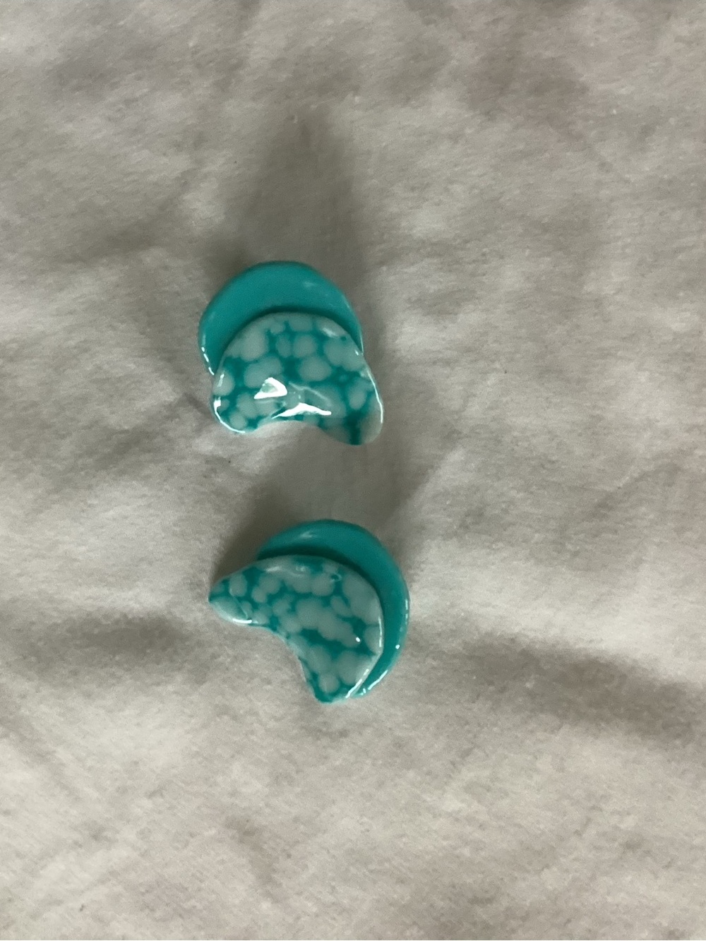 Moon shaped earrings teal